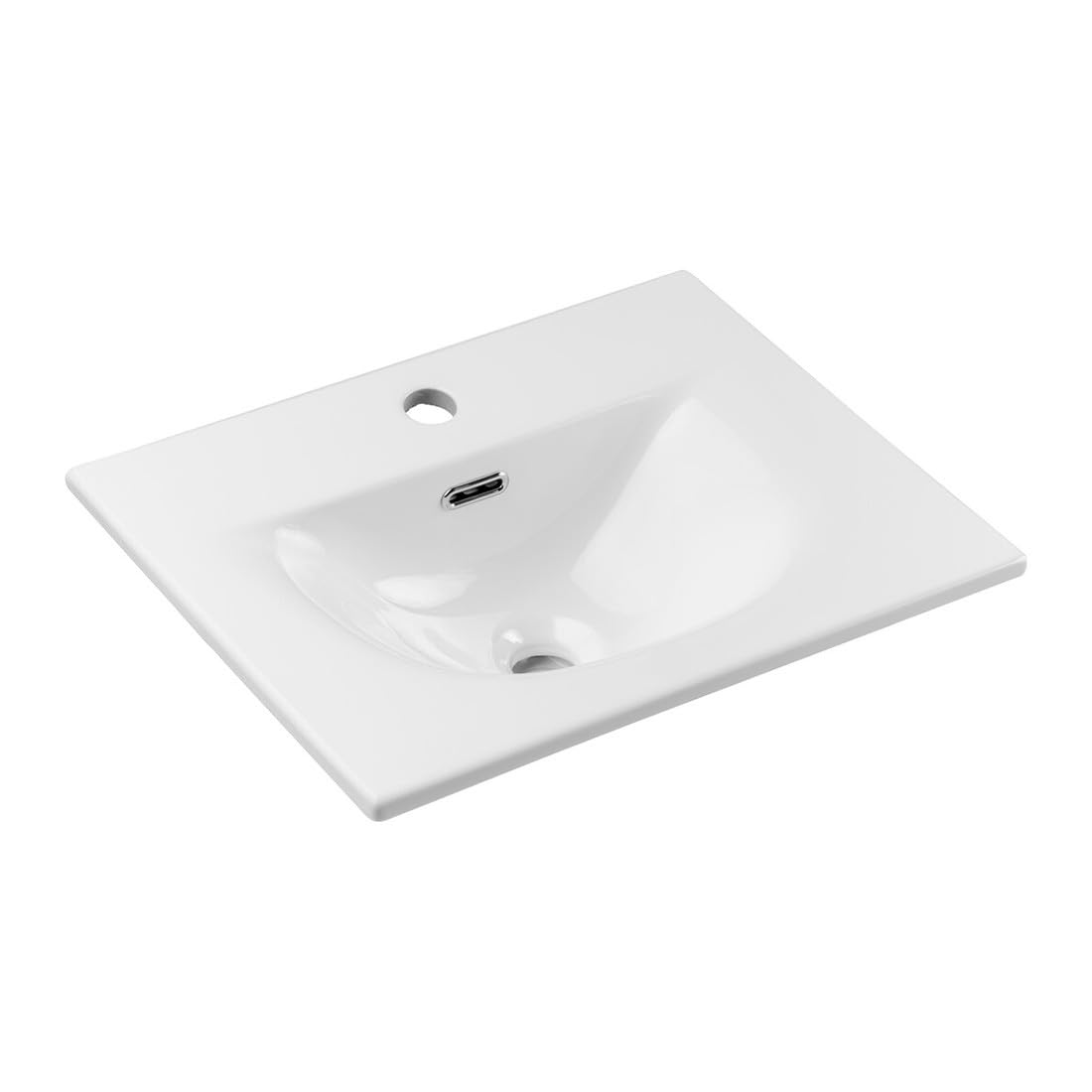 Meublorama - Lavabo empotrado (50 cm, cerámica), color blanco brillante