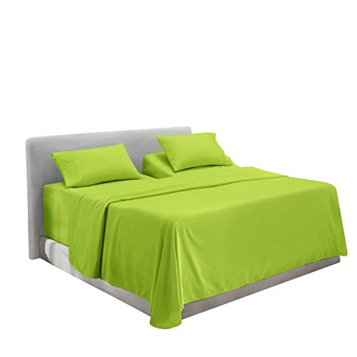 Image of Hearth & Harbor Extra Deep Pocket Split King Sheets - 5 Piece Hotel Luxury Bed Sheets Set Fits Up to 24 inch Mattress - Soft & Breathable Luxury Split King Bed Sheet Set, Split King, Garden Green