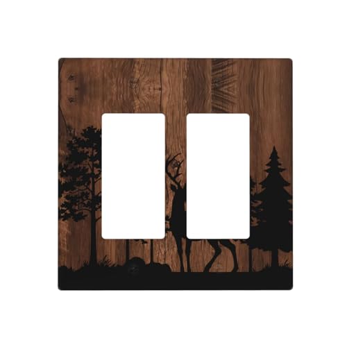 Rustic Deer Brown Wood Grain Vintage Light Switch Cover Plate Decorative