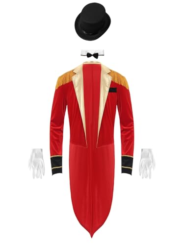 Costume de dompteur de cirque pour homme avec veste à glands et chapeau renvena