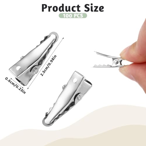 100 Piezas Pinzas de Cocodrilo para Cabello, Accesorios de Peluquería, Pinzas Metálicas Plateadas Pequeñas para Estilizar miniatura 5