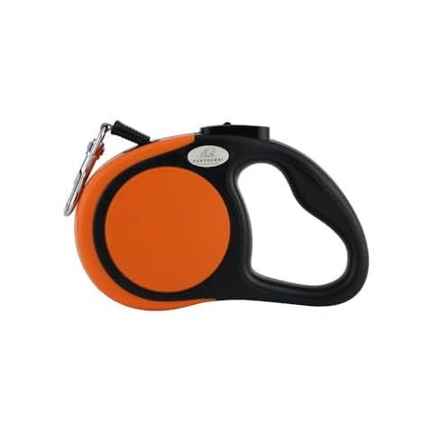 Pawpourri Retractable Dog Leash for Walking, Jogging, Training | One Button Brake with Premium Handgrip Suitable for Dogs up to 44Lbs, 16ft Long (Orange) Cover