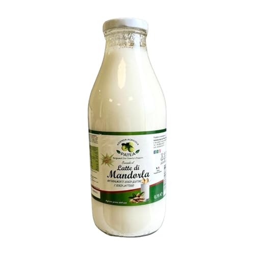 Azienda Agricola Patea Leche de Almendra Siciliana Natural – Bebida Vegetal con Almendras de Sicilia, Vegana y Sin Lactosa – Pack de 6 Botellas de 750 ml