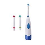 Junlinto Waterproof Rotary Electric Toothbrush with 3 Brush Heads Designed for Kids Blue
