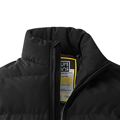 Winter Jackets For Men, Mens Jacket Fashion Jackets And Coats Men Puffer Jacket Black Men's Hooded Cotton Padded Jacket Extra Thick Warm Short Padded Jacket Hoodie Leather (6Xl, Black) #TOP1