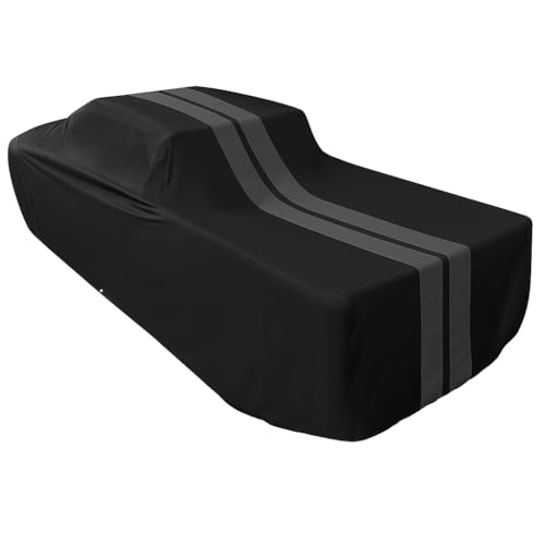 Image of SR1 Performance USA Ultraguard Truck Cover for 1999-2026 Chevrolet Silverado & GMC Sierra 1500 Crew Cab 5.5ft Bed - Custom Fit Indoor /Outdoor UV Protection, 300D Water Resistant (Black /Gray Stripes)