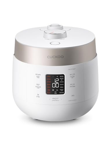 CUCKOO CRP-ST1009FW 10-Cup (Uncooked) / 20-Cup (Cooked) Twin Pressure Rice Cooker & Warmer with Nonstick Inner Pot, 16 Menu Options, 3 Voice Guide, Auto Clean (White)