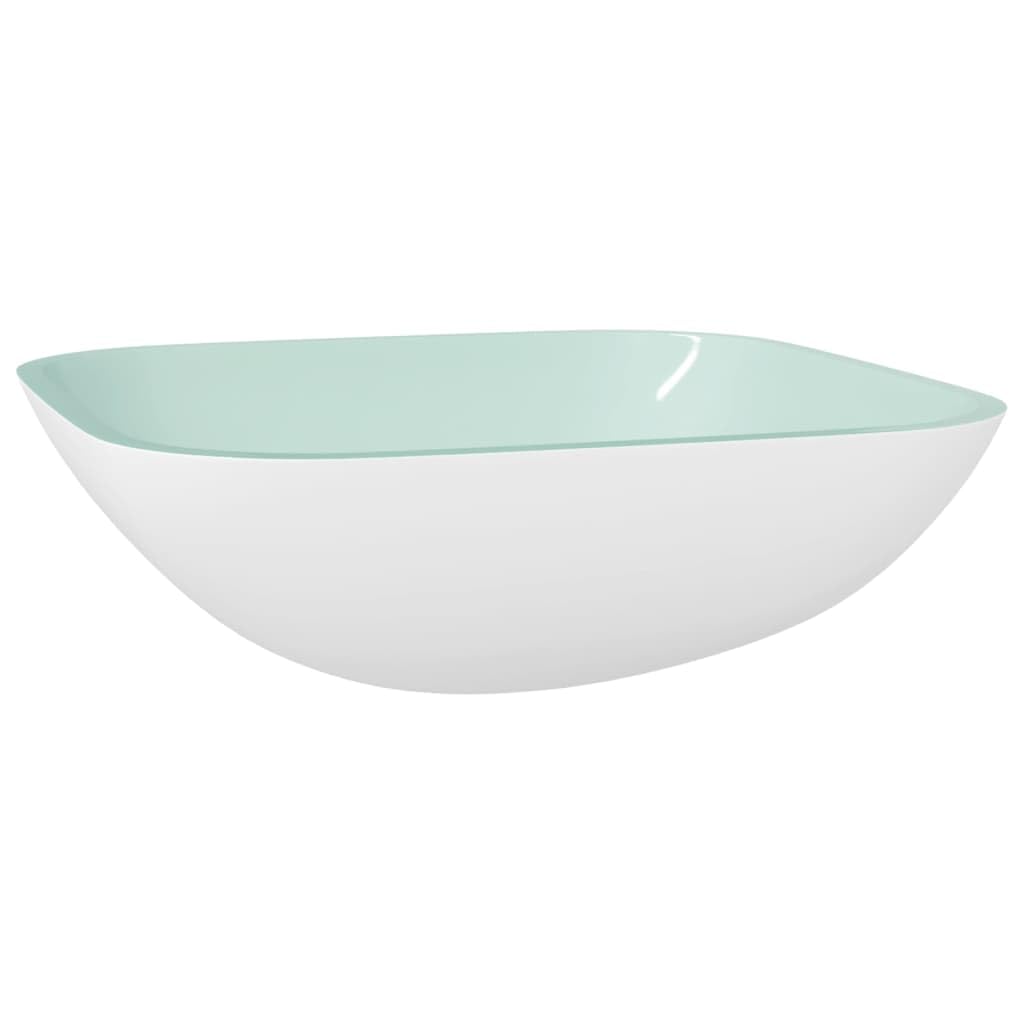 SKM Lavabo de cristal 42 x 42 x 14 cm, blanco, peso: 6,9 kg, 345254