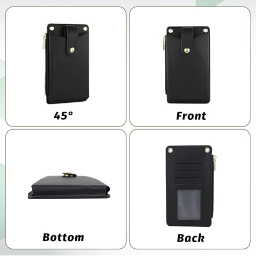 Bolso para teléfono móvil tipo bandolera multifuncional de cuero de PU con ranuras para tarjetas 5