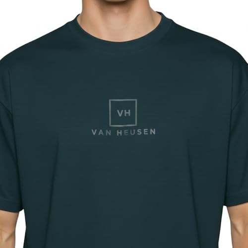 Image of Van Heusen Men's Premium Cotton Oversized Drop Shoulder Brand Logo T-Shirt