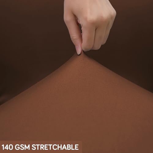 Image of HOKIPO 'SereneSolids' 140 GSM Office Chair Cover for Desk Chair (Low-Back) - 140 GSM Stretchable Fabric - Washable & Anti-Slip - Fits Small & Low-Back Office Chairs, Brown (AR-6222-BR-S)