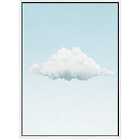 SIGNWIN Framed Canvas Wall Art Pastel Baby Blue Sky Nature Clouds Photography Modern Art Contemporary Relax/Calm for Living Room, Bedroom, Office - 16