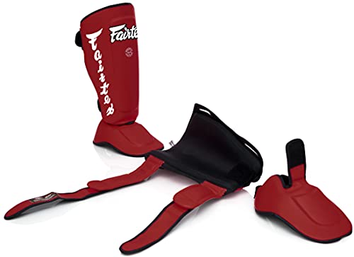 Fairtex Muay Thai Shin Guards Sp7 Detachable In-Step Shin Pads (Aka Twister) Shin Protection For Muay Thai Mma K1 (Red, Medium) #TOP5