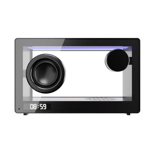 Nsssunnre Reloj con Altavoz Bluetooth Retro Portátil, Barra de Sonido Transparente Inalámbrica de Alta Fidelidad con Luz RGB, Reproductor de Música de Audio con Tarjeta TF B F