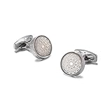 Cufflinks for Men Elegant White Pattern Cufflinks Round Shirt Cufflinks Classic Cuff links for Men B