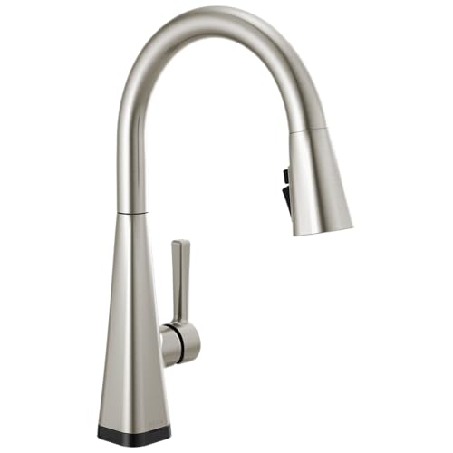 Delta Lenta Touchless Kitchen Faucet with Touch Technology, Brushed Nickel Kitchen Sink Faucet with...