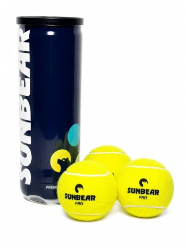 Sunbear Padel Balls Pro Edition 3 Pack | Tournament Quality Pressurised Balls for Padel Tennis Fast & Lively Bounce Durable Felt Long-Lasting Performance