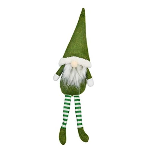 Amosfun Jul svensk GNOME dekoration prydnad plysch skandinavisk jultomte tomte figur med långa ben grön
