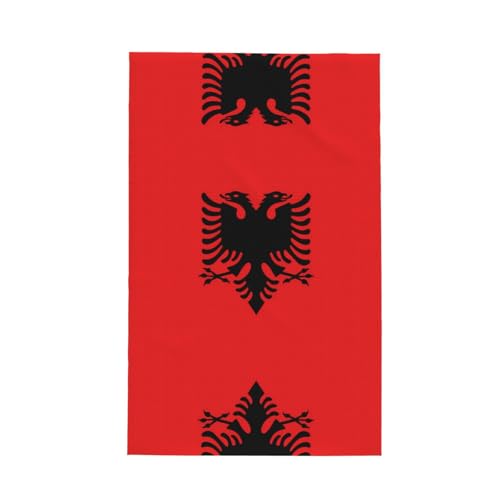 Lot de torchons de cuisine gaufrés avec boucle de suspension - Motif drapeau albanais - Idéal pour la salle de bain, les tâches ménagères et la décoration