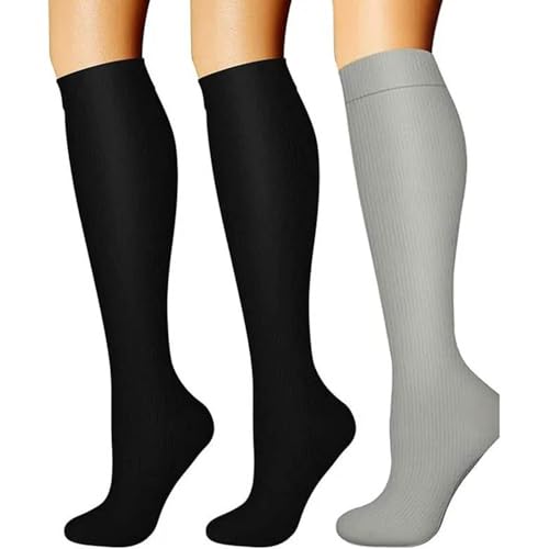Eiyaclvo Cotton Compression Socks for Women Circulation 15-20 mmHg Support Socks (3 Pairs) for Running, Hiking, Cycling B-Army Green