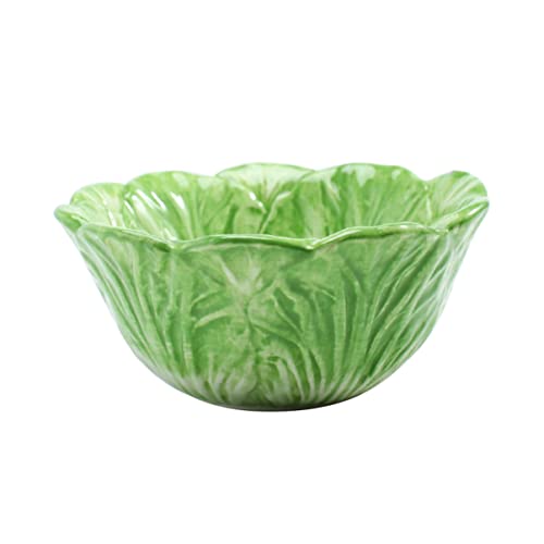 Cabilock Ceramic Cabbage Bowl Green Vegetable Design Snack Container for Dessert Fruit and Salad for Parties Gatherings and Home Use Ceramic