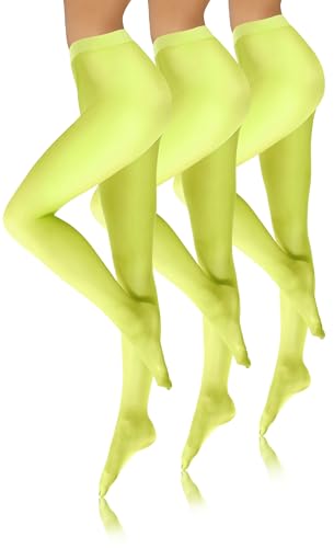 Sesto Senso 3 Pares Medias Microfibra Opacas Coloridas Ropa Mujer 40 DEN XL Amarillo Neón