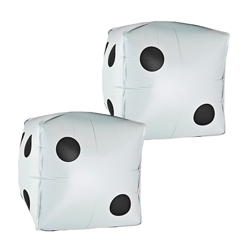 2Pcs 22 Inch 4D Extra Large White Dice Inflatable Aluminum Film Balloon