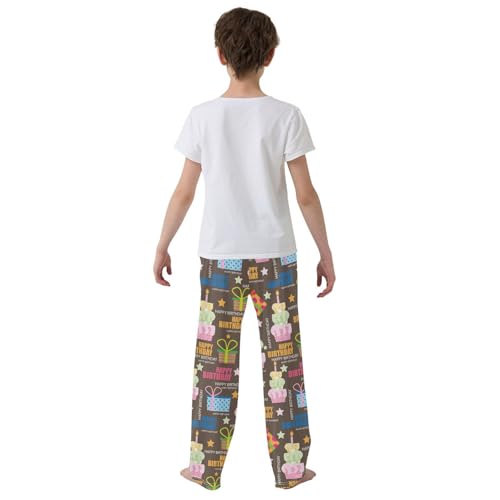 ZZXXB Happy Birthday Gifts Boys Long Pants Soft Trousers Elastic Waist Kids Lounge Bottoms with Pockets S-XL3