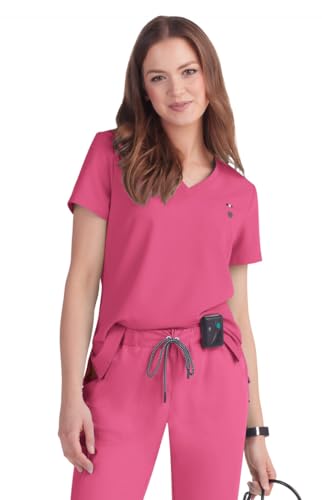KOI Next Gen Womens Ready to Work Tuck-in Scrub Top 4-Way Stretch Wrinkle-Resistant Geranium XX-Small