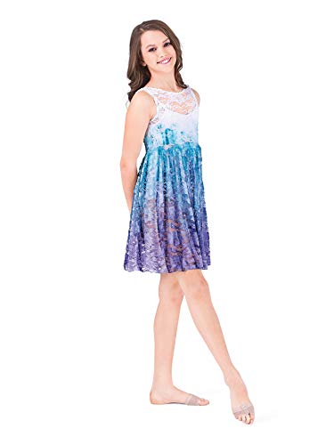 Watercolour Girls Hand Painted Lace Lyrical Dress Teal/Purple ML WC203C2