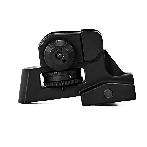 KNINE OUTDOORS Premium Level Rear Iron Sight with Windage & Elevation Adjusting Knob for Rifle with Picatinny Rail