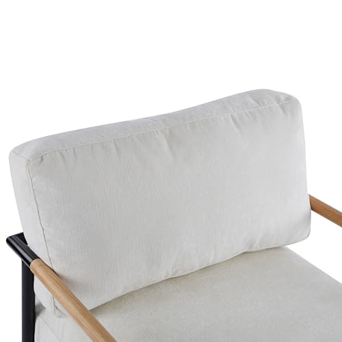 Sillón Moderno Blanco con Estructura de Metal miniatura 7