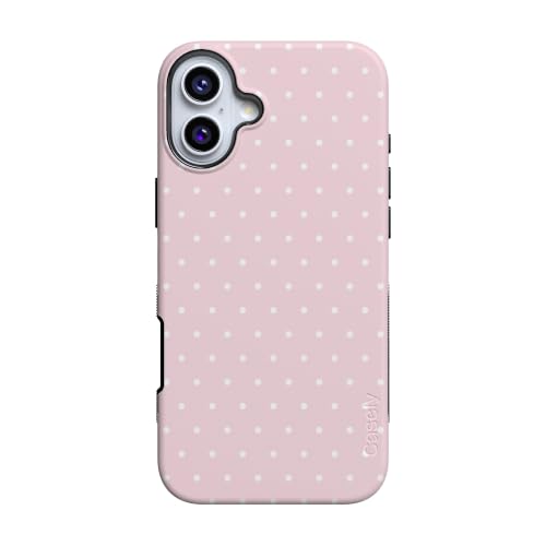 Casely iPhone 16 Plus Case | On the Dot | Pink & White Polka Dot | Bold Protective Design | Compatible with MagSafe