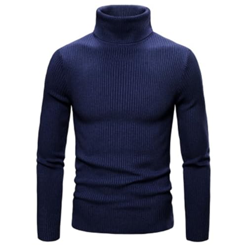 Men's Ribbed Slim Fit Knitted Pullover Casual Turtleneck Sweater Winter Cold Proof Base Top3