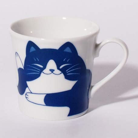 Minorutouki Mino-yaki Mug Cup Napping Cat (Hachiware ハチワレ) from Japan 745471