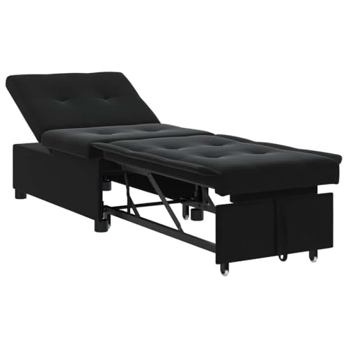 vidaXL Sofá Cama 3 en 1 Extensible Negro Jet Reclinable Ajustable para Sala de Estar Cuarto de Huéspedes Diseño Compacto Muebles Modernos Versátiles