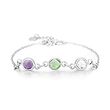 Y & Z Personlise Create Your Own Family Birthstone Bracelet in Silver, Rose gold and Gold Colour Gift for Mother, Girl Friend, Wife with Gift Box (Silver)