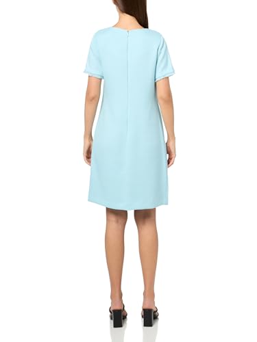 Image of Tommy Hilfiger Women's Pleated Trim Short Sleeve High Neck Shift Mini Dress