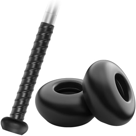 [2 Packs] Baseball Bat Grip Knob Cover Bat Knob Cover Choke Up Rings Knob Ring Cover for Youth & Adult Baseball Softball Teeball Tball Bat Choke Up Ring Bat Knob Baseball Bat Accessories – Black