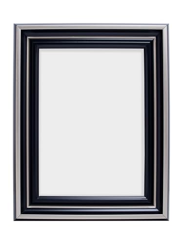 Image of GOLDEN PEACOCK 5x7 Inch Photo Frame - Antique Piano Black with Metallic Silver Border | Premium Tabletop & Wall Hanging Picture Frame for Home Decor, Office & Gifting