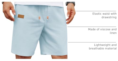 Image of COOFANDY Mens Casual Linen Shorts Elastic Waist Drawstring Loose Fit Summer Beach Vacation Shorts with Pockets