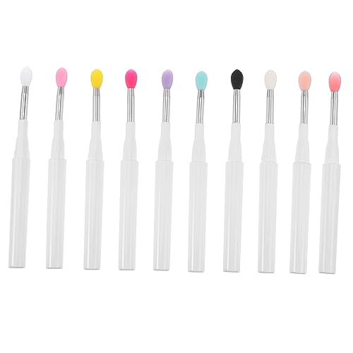 IWOWHERO 10pcs Silicone Lip Brush Set Travel Lip Makeup Brush with Cap Eyeshadow Applicator Lipstick Makeup for Women