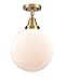 Innovations 447-1C-BB-G201-10 Transitional One Light Flush Mount from Franklin Restoration Collection in Brass Finish,