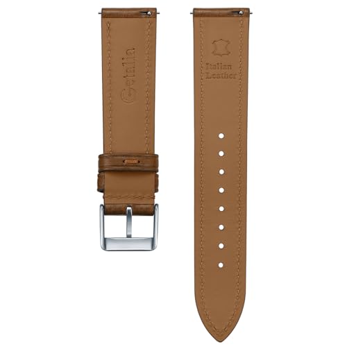 Image of Getalia Italian leather Watch Band Tuscany Natural Vegetable-Tanned Full Grain Genuine Leather,18mm 19mm 20mm 21mm 22mm Quick Release Replacement Watch Straps for Men and Women Thick and Soft