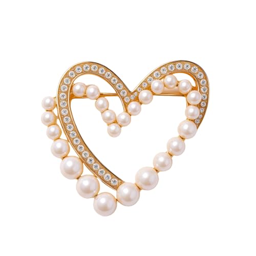 Image of Heart Brooches for Women Rhinestone Crystal Heart Brooch Pin Gift for Wife Girlfriend