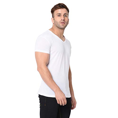 Image of Men's Cotton Blend Half Sleeve V Neck Tshirt