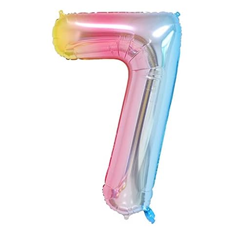 iZhuoKe Giant Number 7 Balloon[40 Inch],Foil Balloons for Parties, Rainbow Party Decorations for Birthday Party Girls Boys Decorations Anniversary [Gradient Color] Cover