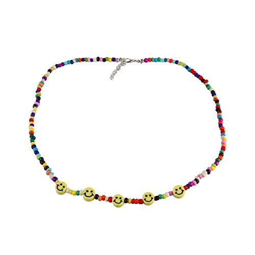 Pingyongchang Handmade colored beaded necklaces, ladies fashion necklaces -Smiling face