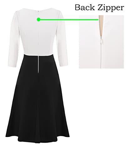 Image of VFSHOW Womens Front Zipper Work Business Casual Office Church A Line Dress