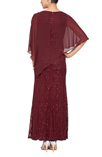 Image of S.L. Fashions Women's Long Sequin Lace Beaded Capelet Overlay Mother of The Bride Dress, Formal Evening Gown